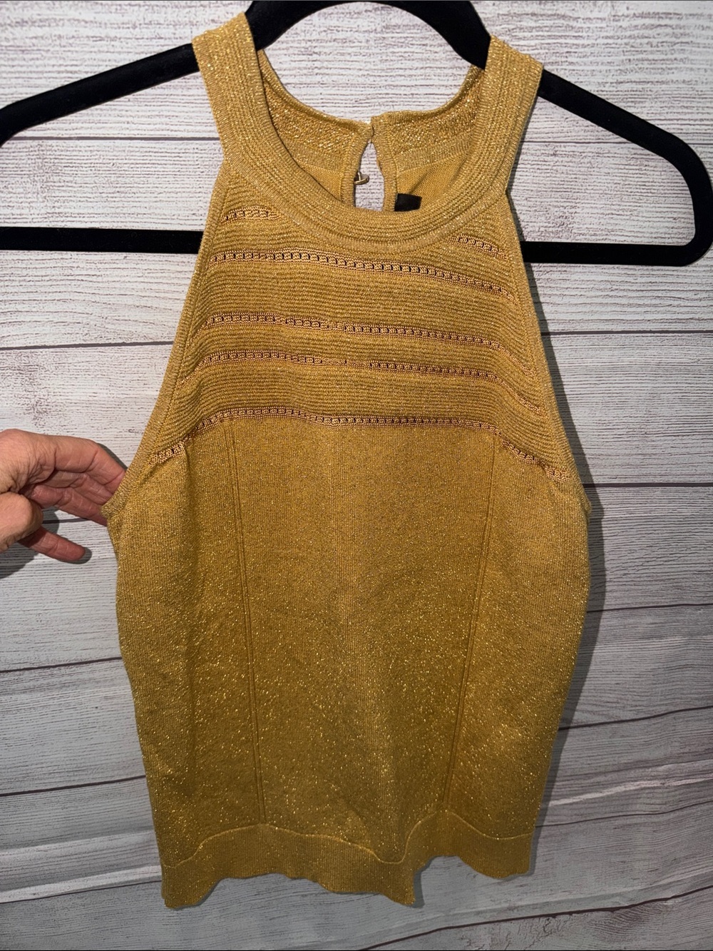 White House Black Market Metallic Gold Halter Tank